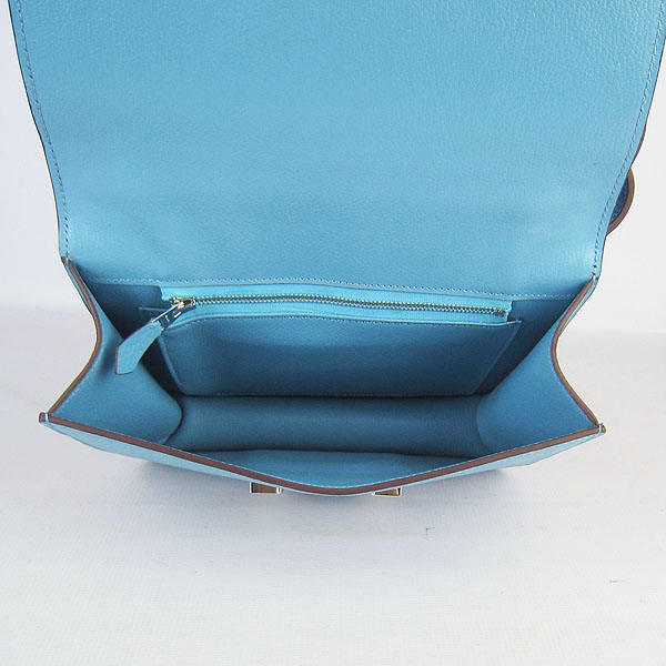 7A Hermes Oxhide Leather Message Bag Blue H017 - Click Image to Close